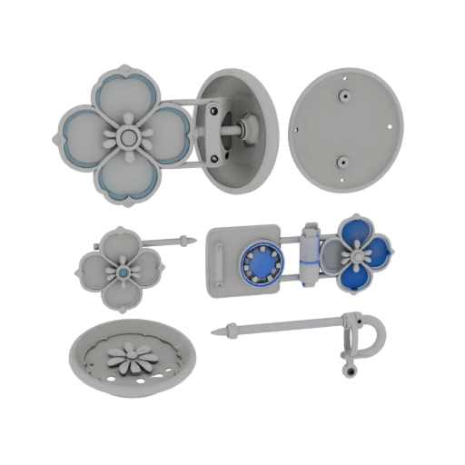 Floral Lapel Pin 3D Render Asset for Catalog Pages