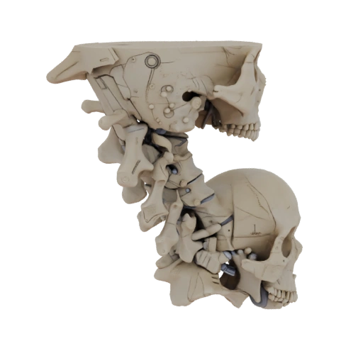 Detailed Skull Spine Column 3D Studio Render Asset