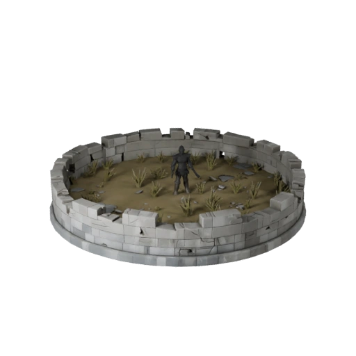 Base Rotonda Rovina Bassa Poligonalità | Pacchetto Asset Motore di Gioco PBR