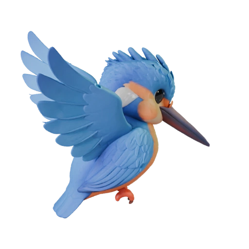 Cartoon Kingfisher 3D Model - Stylized Asset for Animation