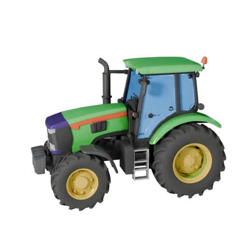 Tracteur agricole dessin animé 3D - Asset de jeu stylisé