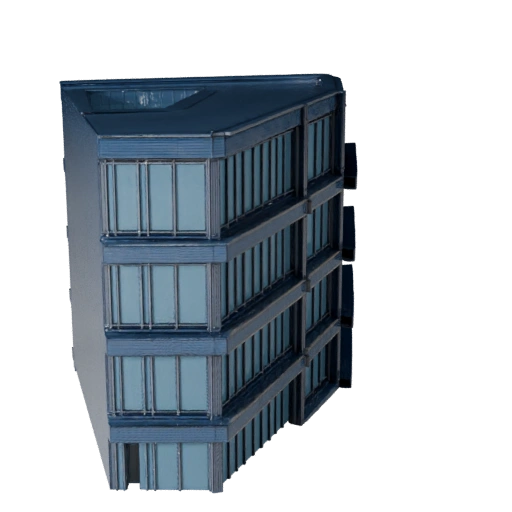 Stylized Modern Glass Facade 3D Model - Game Asset