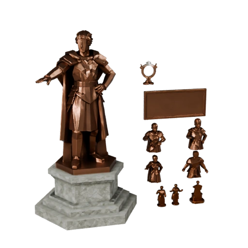 Low Poly Bronze Statue PBR | Realtime Game Engine Asset