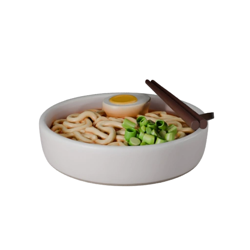 Render 3D de Tigela de Ramen para Uso em Catálogo de Estúdio