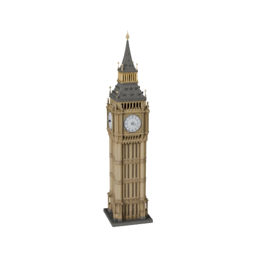 Modelo 3D Big Ben Baixo Poli para Jogos em Tempo Real e VR