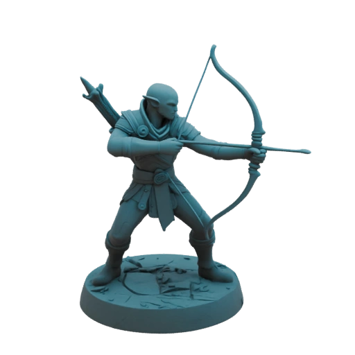 Miniatura Elfo Oscuro Guardaboschi Fantasy STL - Posa d'Attacco