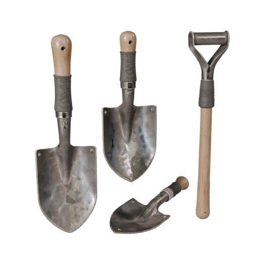 Vintage Shovel 3D Hero Render Asset for Studio Use