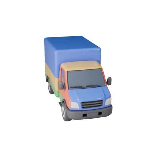 Modèle 3D de Camionnette Dessin Animé pour Jeux Stylisés Actif PBR