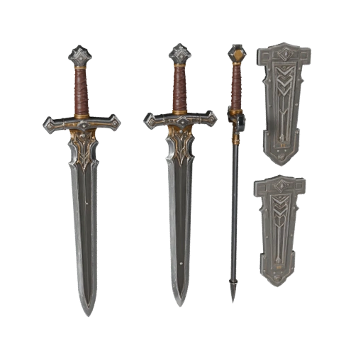Витиеватый меч 3D модель для казуальных игровых движков