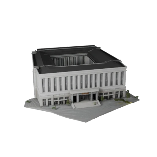 Высокополигональная 3D модель здания музея для Архитектурной визуализации