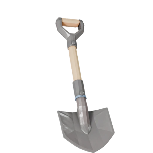 Low Poly Clean Shovel 3D Asset for Realtime Levels