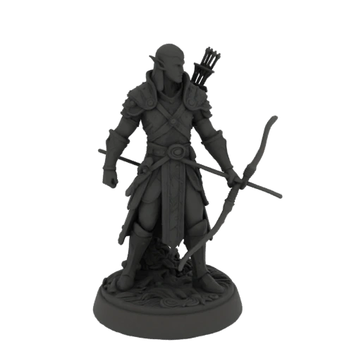 Miniatura STL de Patrulheiro Elfo Negro de Fantasia - Guarda