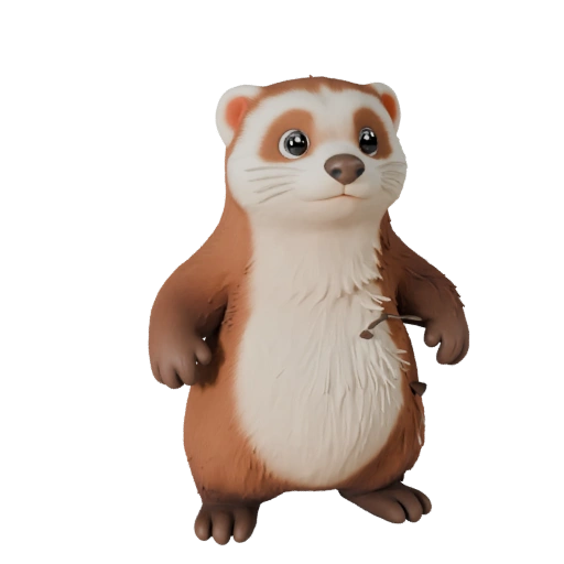 نموذج ثلاثي الأبعاد لـ Ferret كرتوني - أصل بأسلوب فني للرسوم المتحركة | PBR