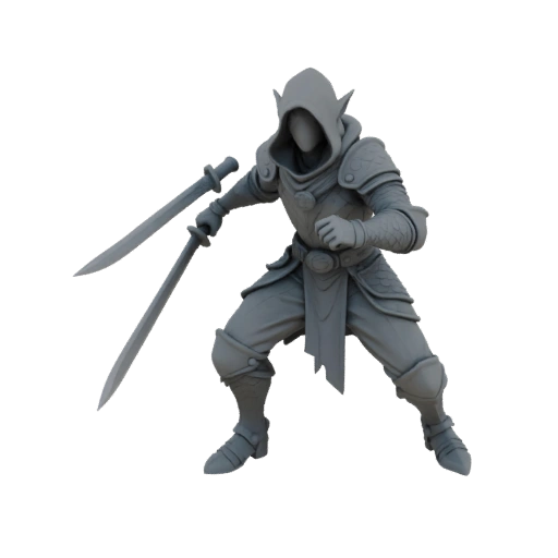 Fantasy Elf Rogue Miniature STL - Defensive