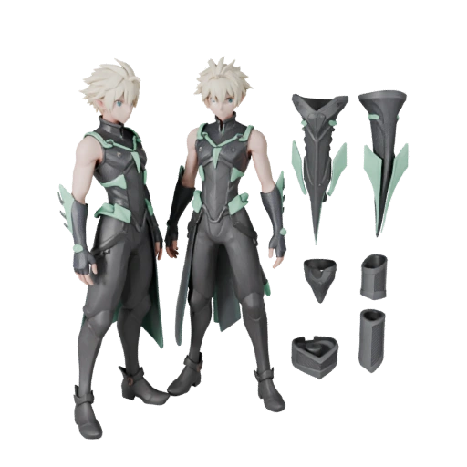 Modelo de Personagem Druida Blindado de Anime - Articulado