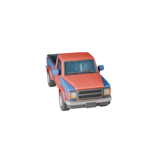 Cartoon Pickup Truck 3D Model - Stylized Game Asset