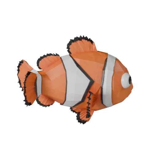 Low Poly Clownfish 3D Model - Unity Game Asset with FBX | PBR