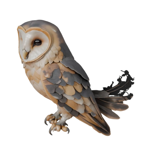 High Poly Barn Owl 3D Model - Detailed STL Asset for Printing