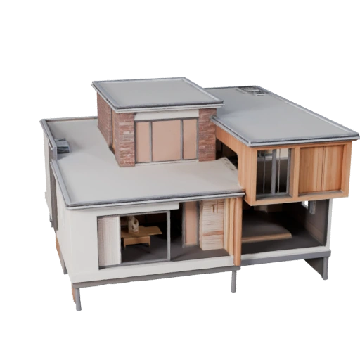Casa Moderna Estilizada Modelo 3D - Activo para Juegos de Arquitectura