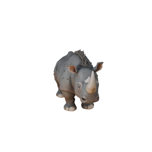 Мультяшный черный носорог 3D модель - Стилизованный ассет для анимации