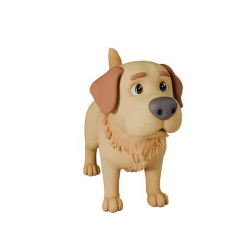 Modelo 3D de Cão Labrador Retriever de Desenho Animado - Ativo 3D Estilizado