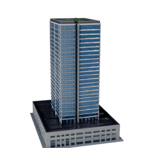 Коммерческое высотное здание 3D модель - Реалистичный Archviz ассет