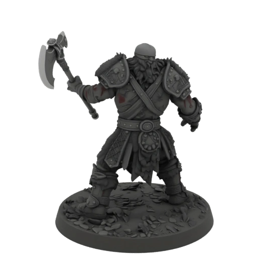 Dark Fantasy Barbarian Miniature STL - Attack