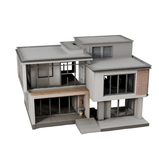 Casa Moderna Low Poly 3D para Juegos en Tiempo Real y RV