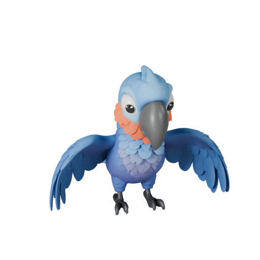 Modelo 3D de Papagaio-Cinzento-Africano de Desenho Animado - Ativo Estilizado para Animação