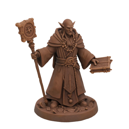 Miniatura Elfo Mago Dark Fantasy STL - Posa d'Attacco