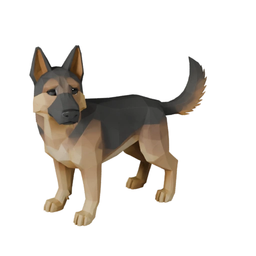 Modèle 3D de Berger Allemand Low Poly - Asset de Jeu Unity avec FBX