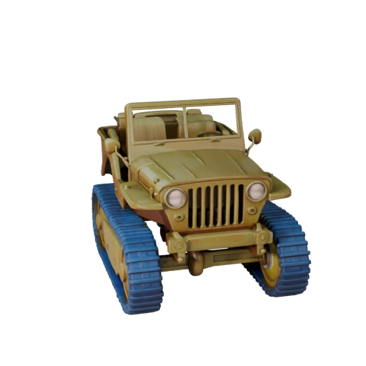 Cartoon WWII Militär Jeep 3D Modell - Stilisierte Spiel-Asset