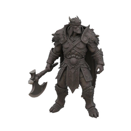 Dark Fantasy Dragonborn Barbarian Miniature STL