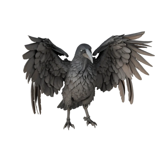 Realistic Crow 3D Model - Rigged PBR Asset for Games | Royalty-Free