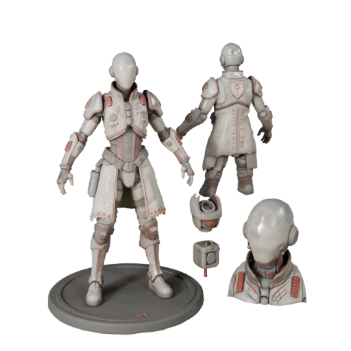 Modelo de Personagem Cientista NPC Blindado de Ficção Científica - Articulado