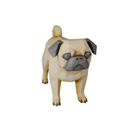 Modelo 3D de Cão Pug Baixo Poli - Asset de Jogo Unity com FBX | Livre de Royalties