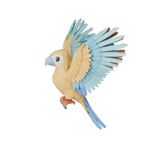 Modelo 3D de Cacatua Baixo Poli - Asset para Jogos Unity com FBX | PBR