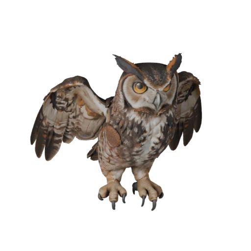 Realistic Great Horned Owl 3D Model - Rigged PBR Asset for Games