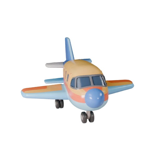 Мультяшный самолет 3D модель для стилизованных игр, PBR ресурс