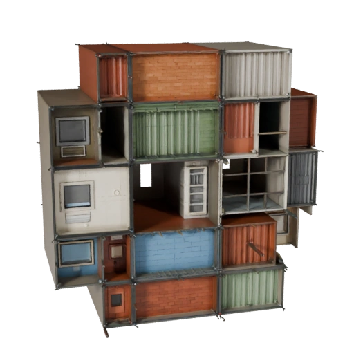 Стилизованный модульный комплект деревни 3D модель - Игровой ресурс