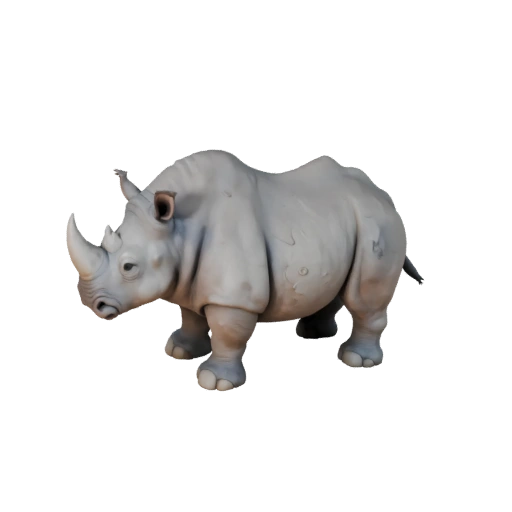 Modelo 3D de Rinoceronte Blanco Caricatura - Asset Estilizado para Animación