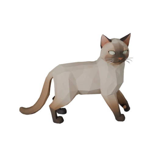 Modelo 3D Gato Birmano Polygonal Bajo - Asset para Juegos Unity con FBX | PBR
