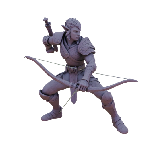 Fantasy Elf Ranger Miniature STL - Defensive