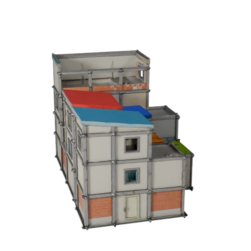Kit di costruzione di edifici cittadini stilizzati 3D - Asset di gioco per l'architettura