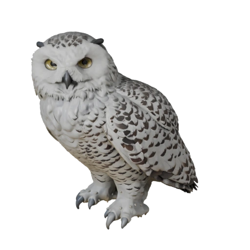 Modelo 3D Coruja-das-neves para Blender - Asset PBR com Texturas | PBR