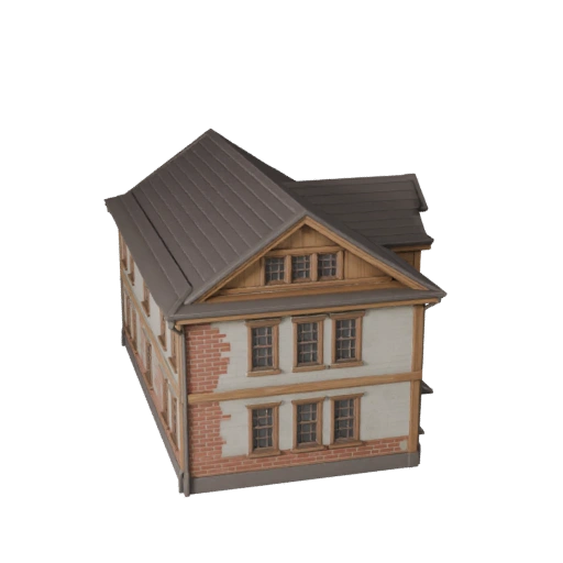 Stylized Colonial House 3D Model - Game Asset for Architecture