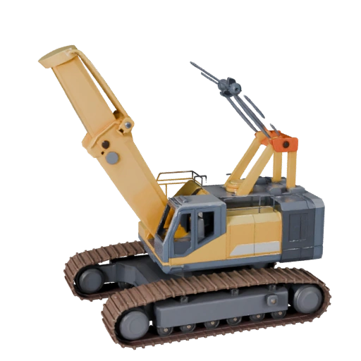 Grue sur chenilles 3D - Modèle low poly stylisé pour jeu