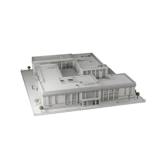 Printable Community Center STL 3D Model - Scale Asset
