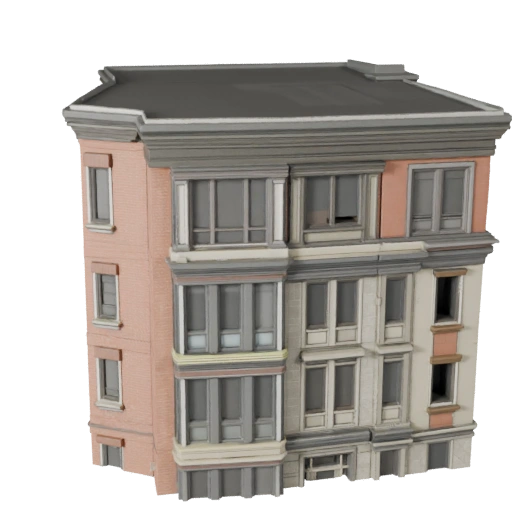Modello 3D Facciata Stilizzata Ornata - Asset di Gioco per Architettura