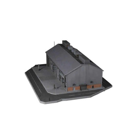Low Poly Industrieller Schuppen 3D-Modell für Echtzeit-Spiel-Asset